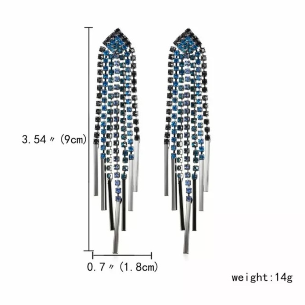 Meteora Blue and Green Rhinestone Earrings - Picture 3 of 5